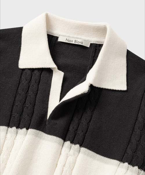 NONBLANK(ノンブランク)の「ストライプカラー ニット_GREY(ニット/セーター・メンズ・グレー・MEDIUM/LARGE/X-LARGE)」の3枚目の写真