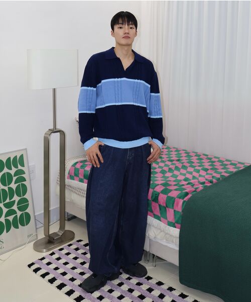 NONBLANK(ノンブランク)の「ストライプカラー ニット_GREY(ニット/セーター・メンズ・グレー・MEDIUM/LARGE/X-LARGE)」の15枚目の写真