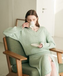 ADAUL（アダウル）の「スナーグデイリーVネックニット - ミント（ニット/セーター）」