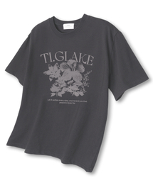 レットイットフラワー オーバーサイズ 半袖Tシャツ ダークグレー