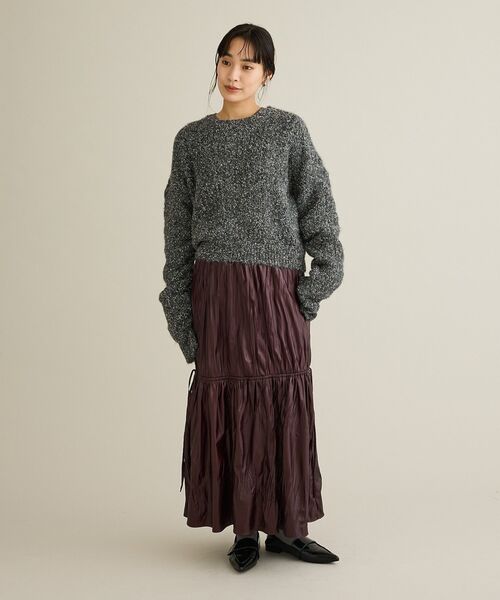 CRAFT STANDARD BOUTIQUE(クラフトスタンダードブティック)の「シャーリングスリーブニットプルオーバー(ニット/セーター・レディース・ブラウン/チャコールグレー/ホワイト系その他・FREE)」の6枚目の写真