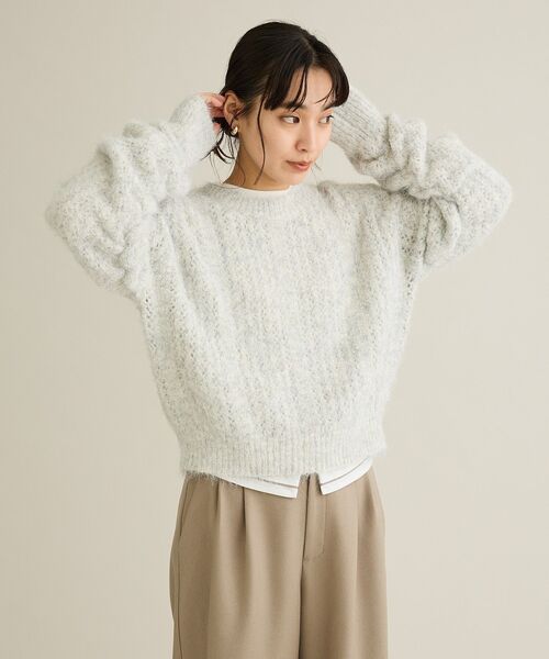 CRAFT STANDARD BOUTIQUE(クラフトスタンダードブティック)の「シャーリングスリーブニットプルオーバー(ニット/セーター・レディース・ブラウン/チャコールグレー/ホワイト系その他・FREE)」の9枚目の写真