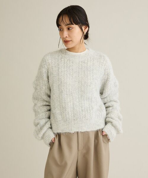 CRAFT STANDARD BOUTIQUE(クラフトスタンダードブティック)の「シャーリングスリーブニットプルオーバー(ニット/セーター・レディース・ブラウン/チャコールグレー/ホワイト系その他・FREE)」の10枚目の写真