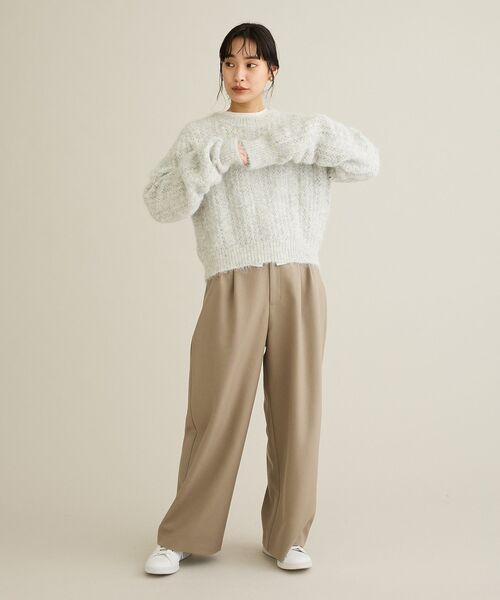 CRAFT STANDARD BOUTIQUE(クラフトスタンダードブティック)の「シャーリングスリーブニットプルオーバー(ニット/セーター・レディース・ブラウン/チャコールグレー/ホワイト系その他・FREE)」の14枚目の写真