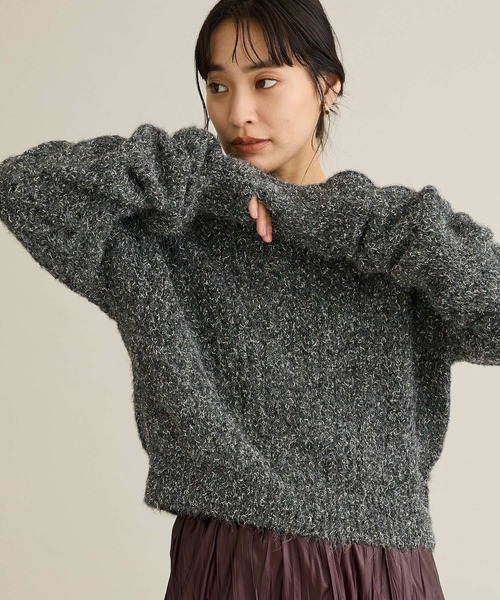 CRAFT STANDARD BOUTIQUE(クラフトスタンダードブティック)の「シャーリングスリーブニットプルオーバー(ニット/セーター・レディース・ブラウン/チャコールグレー/ホワイト系その他・FREE)」の2枚目の写真