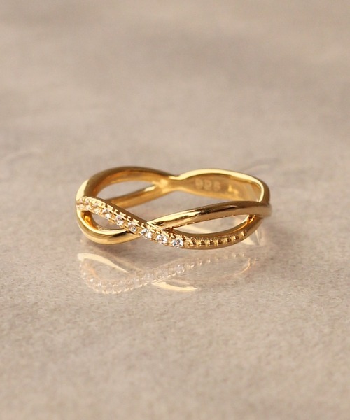 WEB限定】K18vermeil ホワイトトパーズクロスリング（リング）｜NOIR