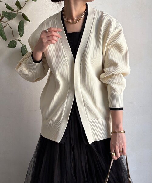 DouDou（ドゥドゥ）の「バイカラーVカーディガン（カーディガン/ボレロ
