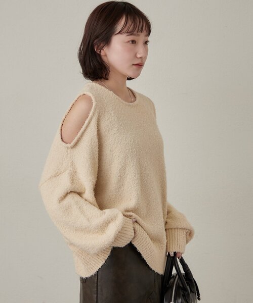 mline（エムライン）の「[mline]【前後2WAY】肩あき 2WAYニット（ニット/セーター・レディース・チャコールグレー/ブルー/アイボリー/ブラック・FREE）」の16枚目の写真