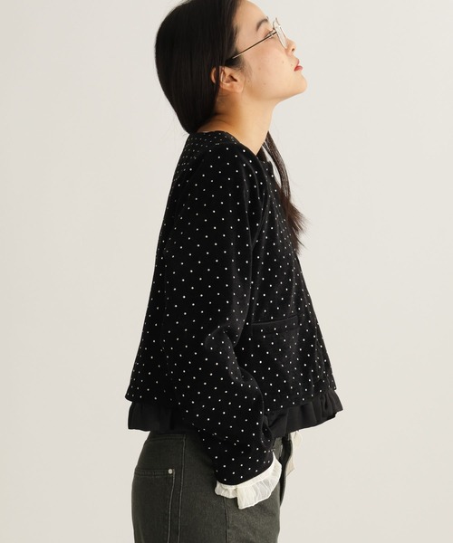 studio CLIP（スタディオクリップ）の「【daily CLIP】キラキラジャケット（ノーカラージャケット・レディース・ブラウン/ブラック・FREE）」の3枚目の写真