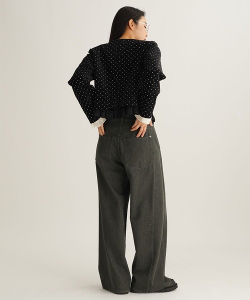 studio CLIP（スタディオクリップ）の「【daily CLIP】キラキラジャケット（ノーカラージャケット・レディース・ブラウン/ブラック・FREE）」の6枚目の写真