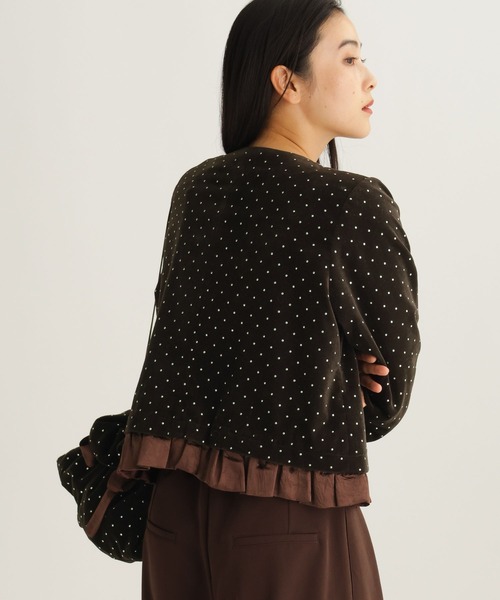 studio CLIP（スタディオクリップ）の「【daily CLIP】キラキラジャケット（ノーカラージャケット・レディース・ブラウン/ブラック・FREE）」の14枚目の写真