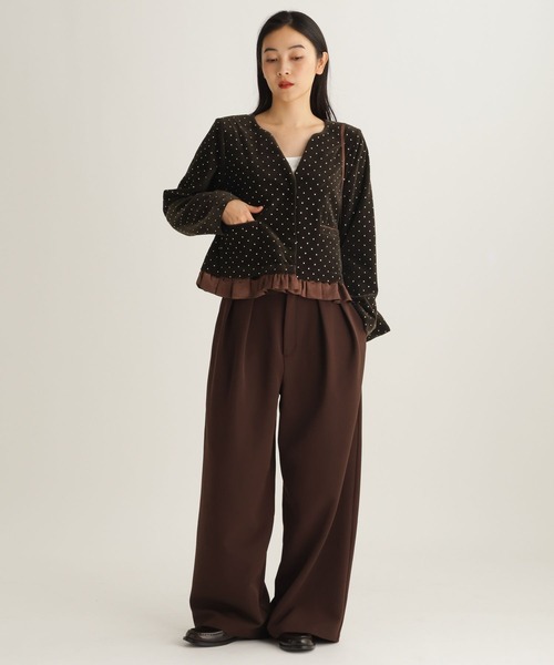 studio CLIP（スタディオクリップ）の「【daily CLIP】キラキラジャケット（ノーカラージャケット・レディース・ブラウン/ブラック・FREE）」の15枚目の写真