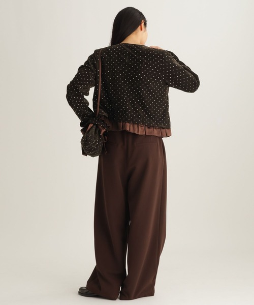 studio CLIP（スタディオクリップ）の「【daily CLIP】キラキラジャケット（ノーカラージャケット・レディース・ブラウン/ブラック・FREE）」の17枚目の写真