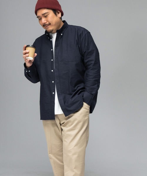 B&T CLUB（ビーティークラブ）の「シャツ メンズ 大きいサイズ オックスフォード 無地 ボタンダウン 長袖 クラシックシャツ オーバーサイズシャツ オフィスカジュアル（シャツ/ブラウス・メンズ・ネイビー/ホワイト/ダークグレー/サックスブルー・X2(4L～5L)/X3(6L～7L)/X1(3L～4L)）」の8枚目の写真