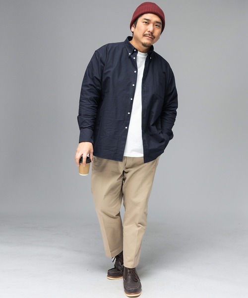 B&T CLUB（ビーティークラブ）の「シャツ メンズ 大きいサイズ オックスフォード 無地 ボタンダウン 長袖 クラシックシャツ オーバーサイズシャツ オフィスカジュアル（シャツ/ブラウス・メンズ・ネイビー/ホワイト/ダークグレー/サックスブルー・X2(4L～5L)/X3(6L～7L)/X1(3L～4L)）」の9枚目の写真