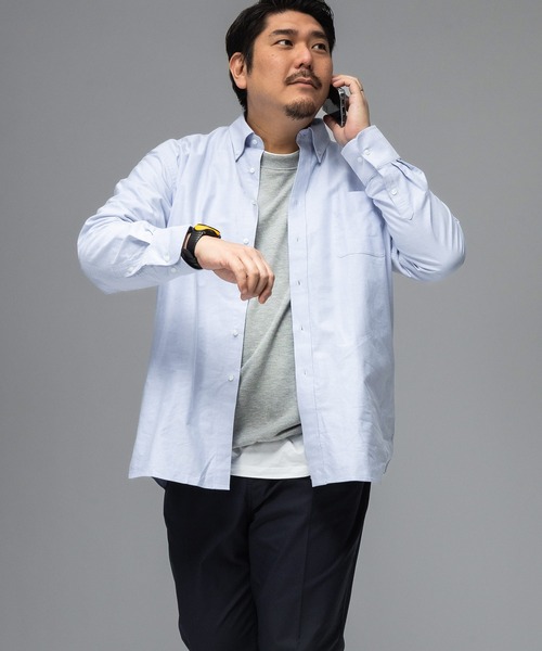 B&T CLUB（ビーティークラブ）の「シャツ メンズ 大きいサイズ オックスフォード 無地 ボタンダウン 長袖 クラシックシャツ オーバーサイズシャツ オフィスカジュアル（シャツ/ブラウス・メンズ・ネイビー/ホワイト/ダークグレー/サックスブルー・X2(4L～5L)/X3(6L～7L)/X1(3L～4L)）」の22枚目の写真