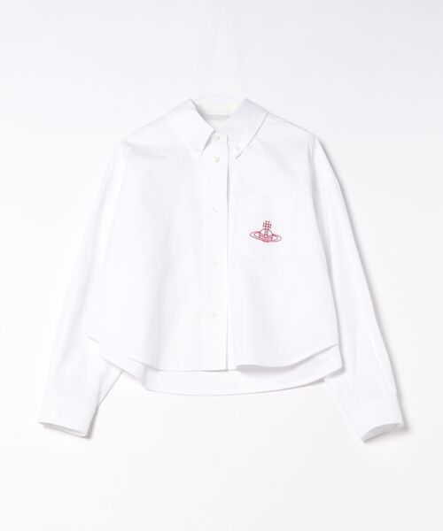 Vivienne Westwood(ヴィヴィアンウエストウッド)の「オーガニックオックスボタンダウンクロップドシャツ(シャツ/ブラウス・レディース・ホワイト/ブラック/ブルー・FREE)」の1枚目の写真