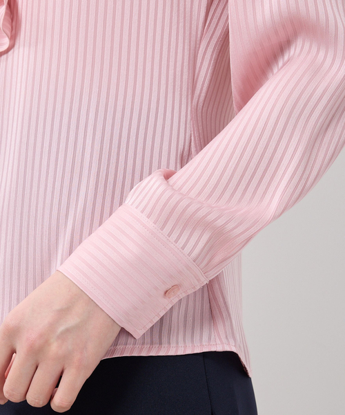 NARACAMICIE(ナラカミーチェ)の「【NARACAMICIE】シャドウストライプフリル長袖ボウタイブラウス(シャツ/ブラウス・レディース・ホワイト/ピンク/ネイビー・S/M/L)」の8枚目の写真