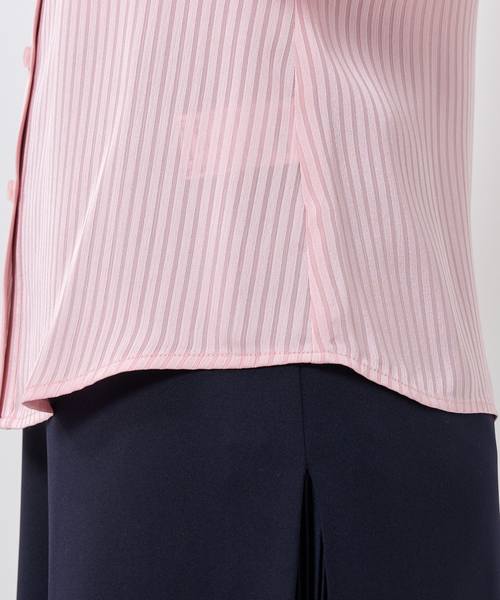 NARACAMICIE(ナラカミーチェ)の「【NARACAMICIE】シャドウストライプフリル長袖ボウタイブラウス(シャツ/ブラウス・レディース・ホワイト/ピンク/ネイビー・S/M/L)」の9枚目の写真