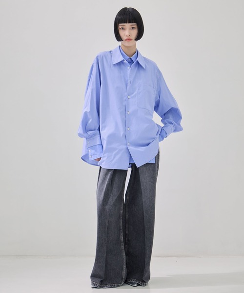 シャツ+ブラウス(長袖+七分) CLANE TWO TONE LAYERED SHIRTS CLANE/クラネ】TWO TONE LAYERED SHIRTS/ツートーンレイヤードシャツ