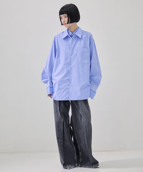 トップス CLANE TWO TONE LAYERED SHIRTS CLANE/クラネ】TWO TONE LAYERED SHIRTS/ツートーンレイヤードシャツ