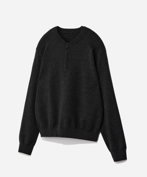 HARE（ハレ）の「Premium Woolヘンリーネックニット(HARE)（ニット/セーター・メンズ・チャコールグレー/ブラック・FREE）」の2枚目の写真