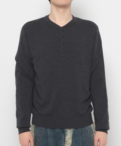 HARE（ハレ）の「Premium Woolヘンリーネックニット(HARE)（ニット/セーター・メンズ・チャコールグレー/ブラック・FREE）」の12枚目の写真