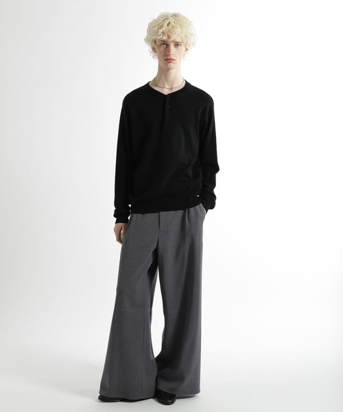 HARE（ハレ）の「Premium Woolヘンリーネックニット(HARE)（ニット/セーター・メンズ・チャコールグレー/ブラック・FREE）」の3枚目の写真