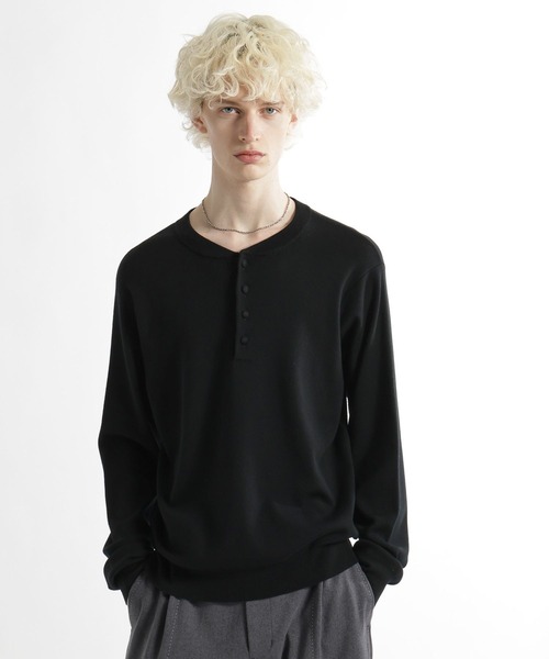 HARE（ハレ）の「Premium Woolヘンリーネックニット(HARE)（ニット/セーター・メンズ・チャコールグレー/ブラック・FREE）」の8枚目の写真