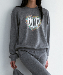 m.m.m（ムー）の「ハートプリントロゴスウェットマンツーマン_メランジ（スウェット）」