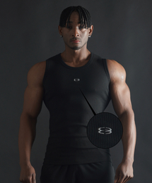 PHERMENON（フェルメノン）の「マッスルフィットシンボルロゴスリーブレス - ブラック（Tシャツ/カットソー）」