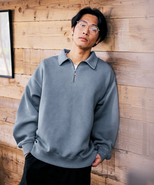 BAYFLOW（ベイフロー）の「ピグメントハーフジッププルオーバー（Tシャツ/カットソー・メンズ・ブルー/ライトグレー/チャコール・MEDIUM/LARGE）」の16枚目の写真