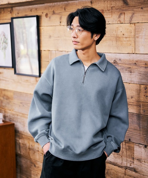 BAYFLOW（ベイフロー）の「ピグメントハーフジッププルオーバー（Tシャツ/カットソー・メンズ・ブルー/ライトグレー/チャコール・MEDIUM/LARGE）」の15枚目の写真