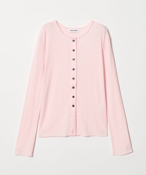 EMMEL REFINES（エメルリファインズ）の「＜EMMEL REFINES＞EM スラブテレコ カット カーディガン（カーディガン/ボレロ・レディース・オフホワイト/ライトブルー/ライトピンク・FREE）」の3枚目の写真