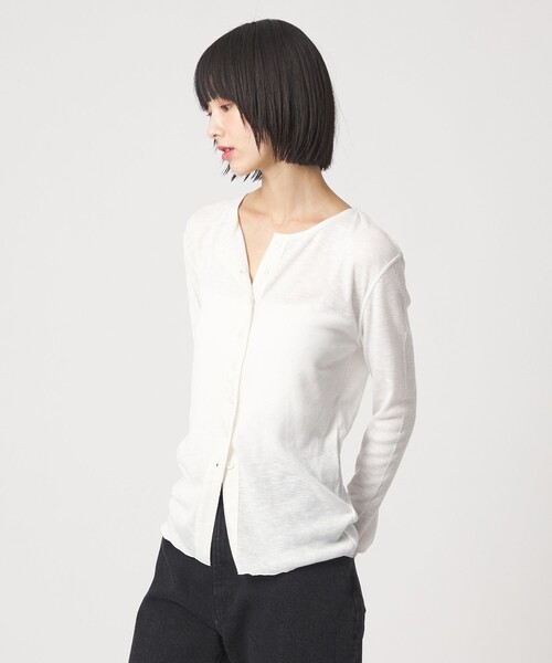 EMMEL REFINES（エメルリファインズ）の「＜EMMEL REFINES＞EM スラブテレコ カット カーディガン（カーディガン/ボレロ・レディース・オフホワイト/ライトブルー/ライトピンク・FREE）」の20枚目の写真