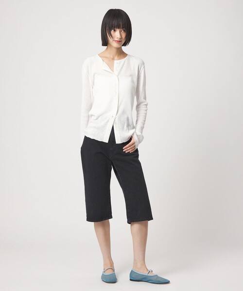 EMMEL REFINES（エメルリファインズ）の「＜EMMEL REFINES＞EM スラブテレコ カット カーディガン（カーディガン/ボレロ・レディース・オフホワイト/ライトブルー/ライトピンク・FREE）」の9枚目の写真