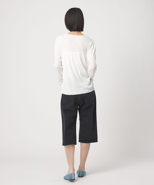 EMMEL REFINES（エメルリファインズ）の「＜EMMEL REFINES＞EM スラブテレコ カット カーディガン（カーディガン/ボレロ・レディース・オフホワイト/ライトブルー/ライトピンク・FREE）」の8枚目の写真