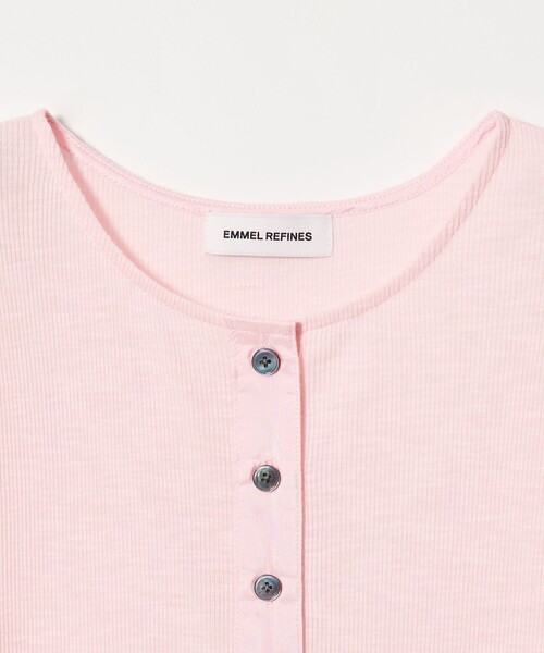 EMMEL REFINES（エメルリファインズ）の「＜EMMEL REFINES＞EM スラブテレコ カット カーディガン（カーディガン/ボレロ・レディース・オフホワイト/ライトブルー/ライトピンク・FREE）」の6枚目の写真