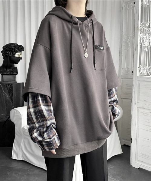 SHEPP(シープ)の「【26年春新作】チェックレイヤードロンT(Tシャツ/カットソー・メンズ・チャコール/ブラック/ホワイト・M/L)」の7枚目の写真