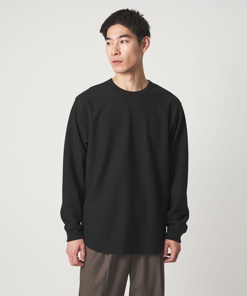 green label relaxing（グリーンレーベルリラクシング）の「ドライワッフル クルーネック Tシャツ -吸水速乾-（Tシャツ/カットソー・メンズ・ライトグレー/ホワイト/ブラック・M/XL/L/XXL/S）」の3枚目の写真