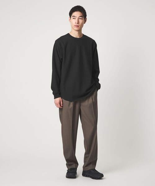 green label relaxing（グリーンレーベルリラクシング）の「ドライワッフル クルーネック Tシャツ -吸水速乾-（Tシャツ/カットソー・メンズ・ライトグレー/ホワイト/ブラック・M/XL/L/XXL/S）」の6枚目の写真