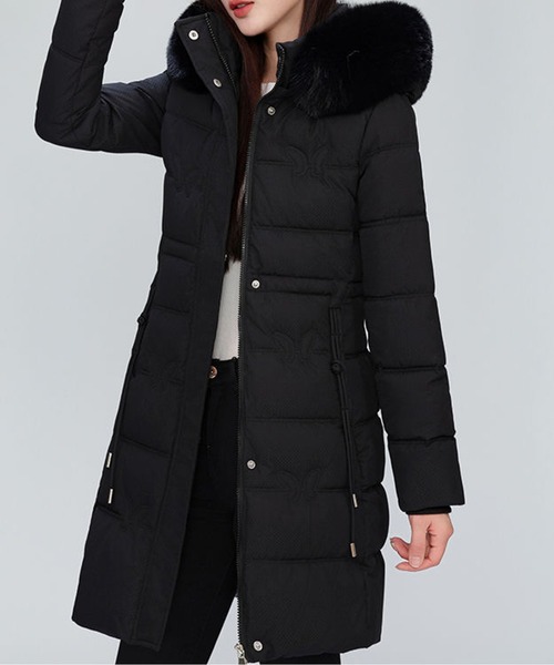 【ふわもこファー】ロング中綿コート／暖かエレガントアウター