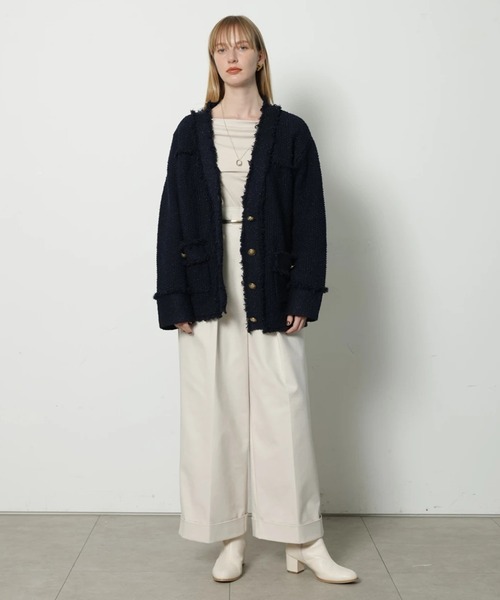 CADUNE（カデュネ）の「フリンジニットカーデ（ニット/セーター・レディース・ライトブルー/ネイビー/ホワイト・38）」の10枚目の写真