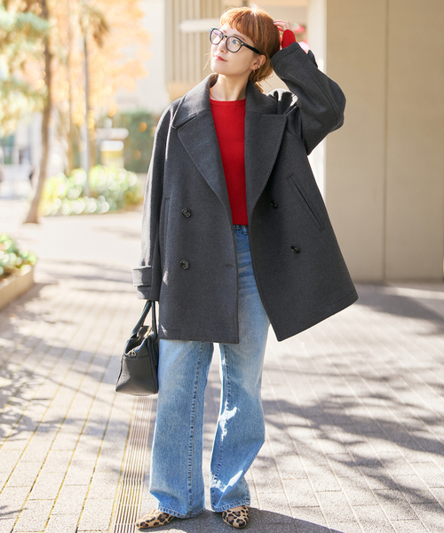 Spick & Span（スピックアンドスパン）の「《追加》S160ビーバーPコート（ピーコート・レディース・ブラック/チャコールグレー・36/38）」の5枚目の写真