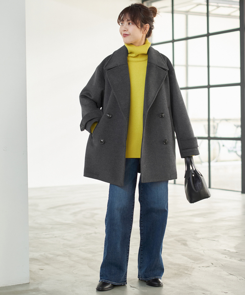 Spick & Span（スピックアンドスパン）の「《追加》S160ビーバーPコート（ピーコート・レディース・ブラック/チャコールグレー・36/38）」の7枚目の写真