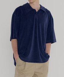 INTERSECTION（インターセッション）の「オープンカラー テリー ポロ Tシャツ [ネイビー]（Tシャツ/カットソー）」