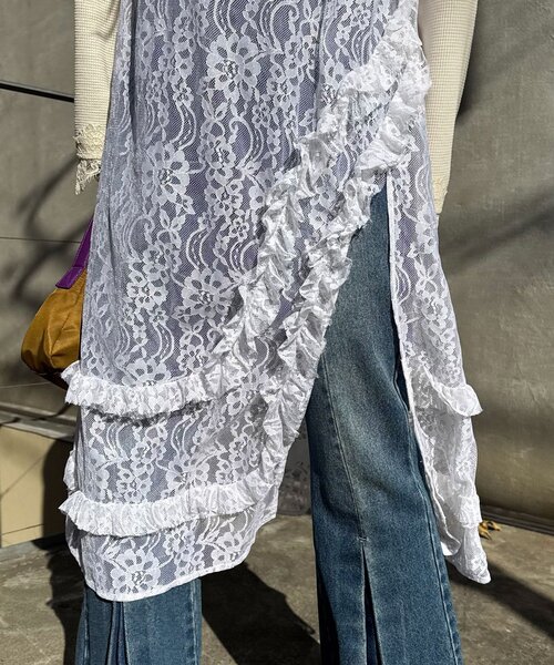 CIAOPANIC（チャオパニック）の「チェックパイピングレースキャミワンピース（ワンピース・レディース・ブラック/ホワイト・ONE SIZE）」の10枚目の写真