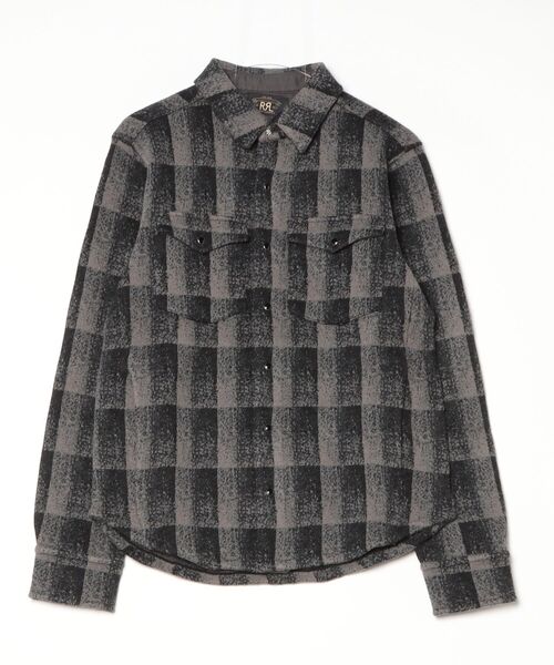 RRL(ダブル アール エル)の「ウールカシミヤ ウエスタン オーバーシャツ セーター(カバーオール・メンズ・ブラック系1・XS/XL/S/M/L)」の4枚目の写真