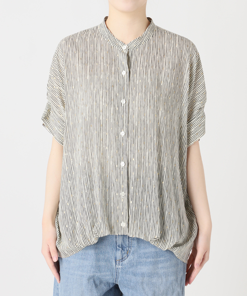 journal standard L'essage（ジャーナルスタンダードレサージュ）の「【WEB限定カラーあり】DEVEAUX GOLDラメモノトーンシャツ（シャツ/ブラウス・レディース・アイボリー/ブラック/ホワイト系その他/ブラック系その他・FREE）」の5枚目の写真