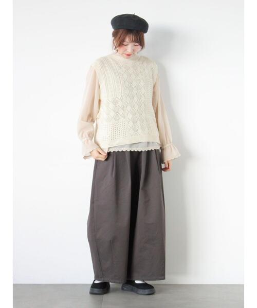 Samansa Mos2（サマンサ モスモス）の「【M/Lサイズ】タックワイドパンツ（その他パンツ・レディース・ベージュ/チャコールグレー/カーキ・L/M）」の7枚目の写真